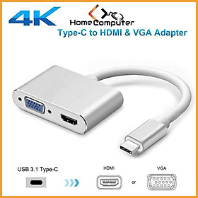 Cáp Chuyển Đổi, Cáp Chuyển Type C Sang Hdmi + Vga Cực Tốt Hình Ảnh 4K - 2 in 1