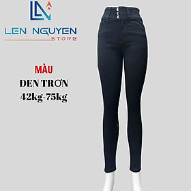 Quần jean nữ, dài, lưng cao, quần bò nữ dáng ôm, quần rin nữ có big size, cho 42kg đến 75kg, - Đen Trơn