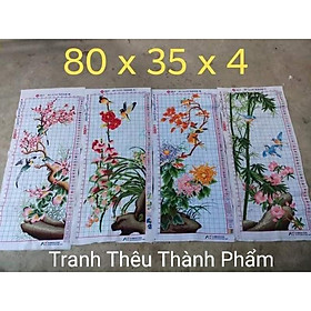 Tranh thêu thành phẩm tứ quý đào lan cúc trúc