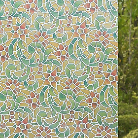 Mua Combo 5m Decal Giấy Dán Kính HOA VĂN NGŨ SẮC Khổ 45cm Có Sẵn Keo Tiện Lợi