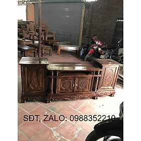 Kệ tivi gỗ tràm kệ cột nho phun pu vân mun