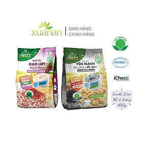 Combo Ngũ Cốc Gạo Lứt Huyết Rồng 400G + Ngũ Cốc Yến Mạch Óc Chó Và Mè Đen 400G [ít đường](Tặng Kèm 1 Túi Yến Mạch 150G)