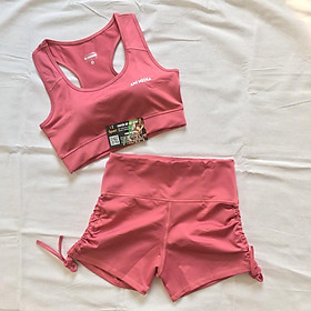 Đồ tập gym nữ bộ tập gym yoga erobic nữ áo bra quần đùi rút dây chất liệu co giãn 4 chiều thấm hút tốt(sooc bra)
