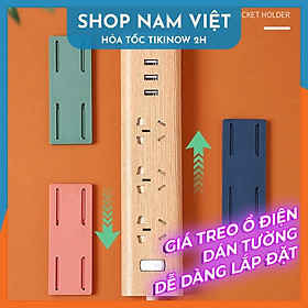 Set 2 Miếng Dán Treo Ổ Điện, Giá Đỡ Dán Tường Hình Chữ Nhật