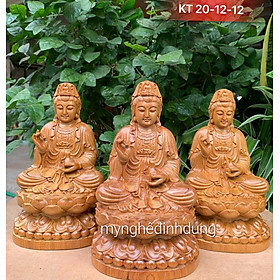 Mua Tượng phật bà quan âm bồ bằng gỗ bách xanh thơm nức kt cao 20×12cm