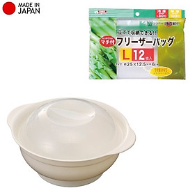 Combo bát tô dùng trong lò vi sóng 1200ml + set 20-16-12 túi Zip đựng thực phẩm - made in Japan