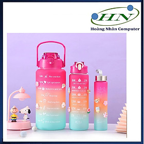 SET 3 BÌNH NƯỚC CHIA VẠCH HẸN GIỜ NHIỀU MÀU SẮC CHỨA SIÊU NHIỀU