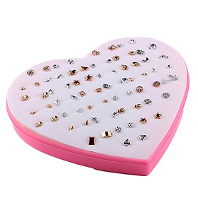 36 Pairs Assorted Style Stud Earrings Bulk for Women Girl with A Pink Box