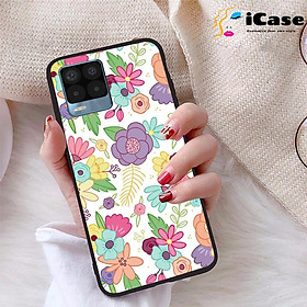 Ốp lưng iCase dành cho Realme 8 Pro chất liệu viền dẻo lưng cứng nhám TPU có hai lỗ xỏ dây đeo in nổi 4D hình bộ sưu tập HOA 23