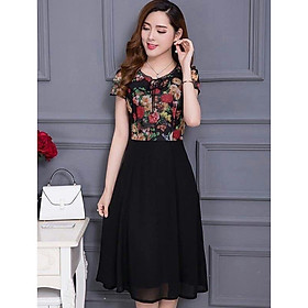 Đầm Xòe Công Sở Dạo Phố Kiểu Đầm Xòe Phối Màu đẹp Dn20101006