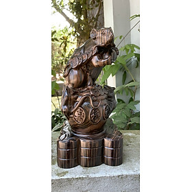 Tượng con chuột phong thủy tài lộc bằng gỗ mun hoa tuyệt đẹp kt 30×14×14cm