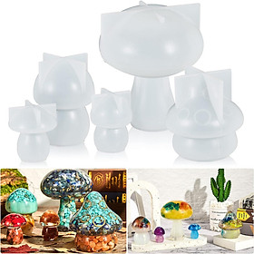 Nấm nhựa 5 miếng, khuôn silicon cho nhựa DIY Epoxy Casting Craft