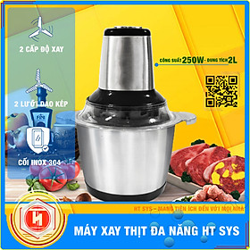 Máy Xay Thịt Gia Đình Đa Năng HT SYS  (250W/2L)-Cối 2 Lít inox 304-Máy Xay Hành, Tỏi, Rau Củ ,Thịt - Hàng Nhập Khẩu