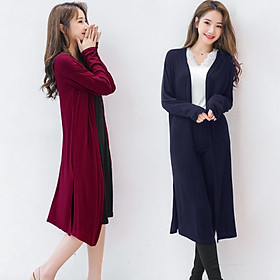 Hình ảnh Áo khoác cardigan mỏng nữ dáng dài xẻ tà mẫu mới thu đông DV10