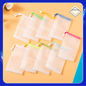 Túi lưới tạo bọt xà phòng tắm , rửa mặt , massage - (Giao màu dây rút ngẫu nhiên)