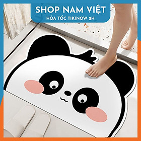 Thảm Chùi Chân 4 Lớp Siêu Thấm Hút - Họa Tiết Hoạt Hình - Chính Hãng NAVIVU - Gấu trúc má hồng