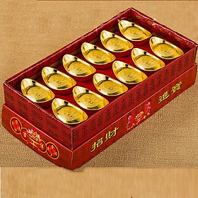 Mua Thỏi vàng Hộp 12 nén Đặc có chữ(chiêu lộc trang trí...)