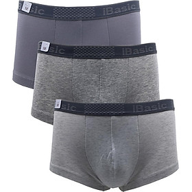 Combo 3 chiếc quần lót nam boxer thời trang, nam tính, chất liệu cotton, logo chìm tinh tế ibasic panm009 - hàng chính hãng