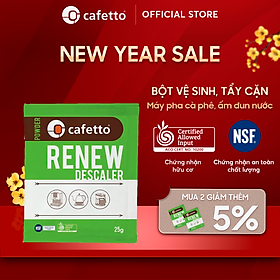 [Hàng chính hãng] Bột vệ sinh, tẩy cặn hữu cơ dành cho máy pha cafe, ấm đun nước - Cafetto Renew (25g)