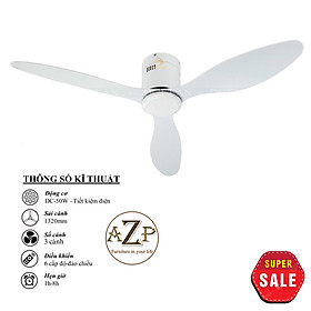 Mua Siêu Sales QUẠT TRẦN AZP – 3 CÁNH NHỰA   CÔNG XUẤT 50W  CÓ REMOTE- Hàng Nhập Khẩu