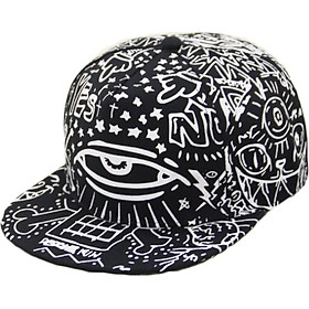 Nón mũ snapback lưỡi chai nam nữ hình con mắt nền đen