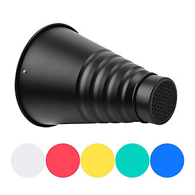 Large Metal Conical Snoot with Honeycomb Grid 5pcs Color Filters Aluminum Alloy for Bowens Mount studio strobe Monolight