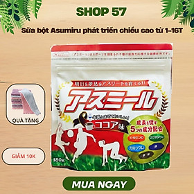 Sữa Asumiru Nhật Bản 180g ( Vị Ca Cao ) - Giúp Tăng Trưởng Chiều Cao Vượt Trội ( cho bé 3-16 tuổi ) – Tặng chú hươu cao cổ nhồi bông vải thổ cẩm dễ thương