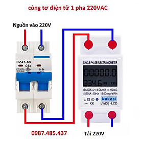 Mua Công tơ điện tử 1 pha 60A Nakasi - Đồng hồ đo công suất Kwh