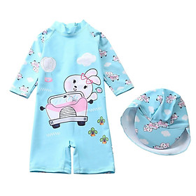 Đồ Bơi Liền Bé Gái Kèm Mũ Trẻ Em Từ 2 Đến 10 Tuổi