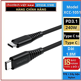 Mua Cáp sạc  Choetech XCC-1051 nhanh PD3.1 Type C to Type C 240W dài 1.8M ( Hàng chính hãng)