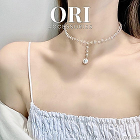 Dây chuyền Choker nữ đá thủy tinh Maximilian thời trang xinh xắn ORI ACCESSORIES D058