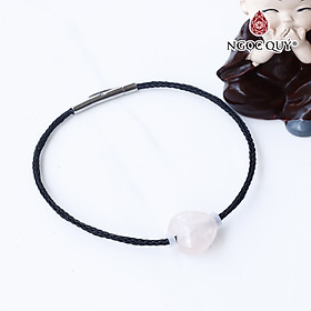 Vòng dây thép đá trái tim thạch anh hồng mệnh hỏa, thổ - Ngọc Quý Gemstones