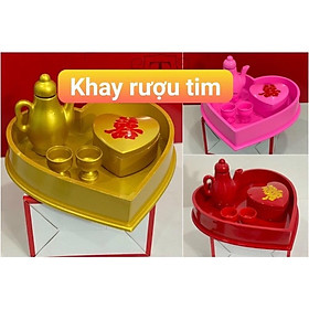 Khay trầu trà cưới hình tim, dụng cụ cưới, bình nước cưới