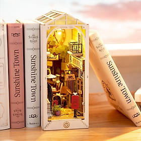 [Công tắc cảm ứng]Mô hình Book nook tự lắp ráp bằng gỗ 3D Rolife Sunshine Town TGB02 - Quà tặng sinh nhật giáng sinh