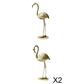 3x Gold Flamingo Figurine Statue Resin Animal Sculpture Artwork Home