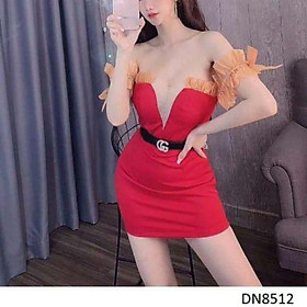 Đầm bẹt vai phối voan hở ngực sexy