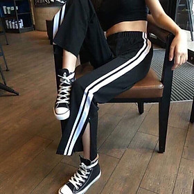 Quần jogger xẻ tà ống rộng 2 sọc