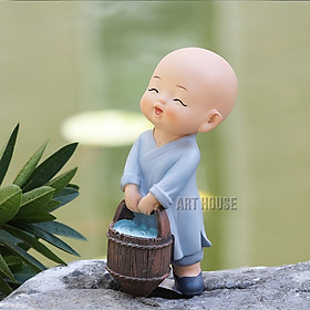 Tượng Chú Tiểu Áo Xanh Yêu Đời- Hàng Chính Hãng