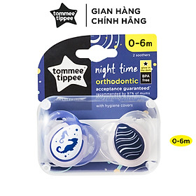 Ty ngậm dạ quang cho bé Tommee Tippee Night Time 0-6 tháng vỉ đôi - Cá Ngựa