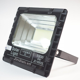 Đèn Năng Lượng Mặt Trời 100W Jindian JD-8800L Đèn Pha Led Cảm Biến Ánh Sáng, Có Điều Khiển Thông Minh