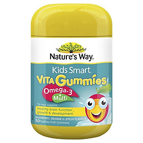 Kẹo dẻo bổ sung Vitamin tổng hợp và Omega 3 cho bé Nature’s Way Kids Smart Vita Gummies Multi + Omega 50 viên