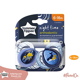 Ty ngậm dạ quang cho bé Tommee Tippee Night Time 6-18 tháng vỉ đôi - Cá Voi