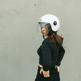 Mũ bảo hiểm 3/4 1 kính SUNDA 228 - Trắng ngọc trai