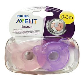 Vỉ 2 núm ty ngậm đúc khối Philips Avent chuẩn y tế SCF194/00 cho bé từ 0-3 tháng