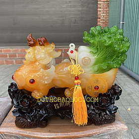Mua Tượng Tỳ Hưu kéo Bắp cải phong thủy cao 30cm- 2 màu : Vàng và Xanh ngọc