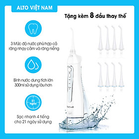 Máy tăm nước cầm tay FAIRYWILL FW-5020E Bản Màu Trắng Thiết kế nhỏ gọn Sạc bằng USB Dễ mang đi du lịch Hàng Chính Hãng