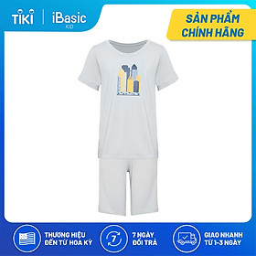 Bộ áo thun cotton mặc nhà bé trai tay ngắn hình in iBasic HOMB007T và quần HOMB007B