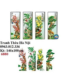 tranh đính đá Tứ quý mai trúc cúc tùng DF252-146x100cm