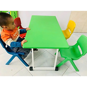 Mua Bàn Nhựa Đúc Nguyên Khối Cho Bé Mầm Non – Bàn Học Mẫu Giáo Gấp Gọn Chân Sắt Vuông  An Toàn  Chắc Chắn 90x48x50cm - HÀNG CHÍNH HÃNG MINIIN