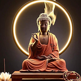 Mua Tượng A Di Đà Phật Kèm Đèn Led Hào Quang Thác Trầm Trang Trí Phòng Khách Và Phòng Thờ Cao Cấp